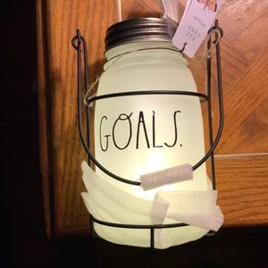 Rae Dunn Goals. Frosted jar with holder NWOT